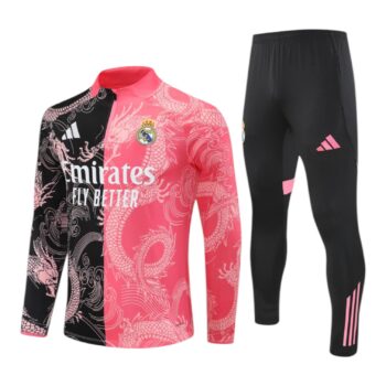 25/26 Real Madrid Tracksuit Pink/Black Dragon